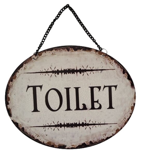Závesná kovová ceduľa s retiazkou Toilet - 25*20 cm - Ostatní