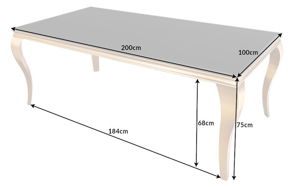 Dizajnový jedálenský stôl Rococo 200 cm čierny / zlatý