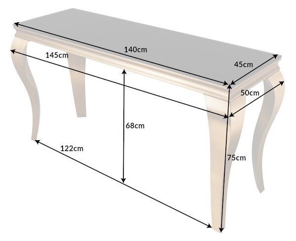 Dizajnová konzola Rococo 140 cm čierna / zlatá