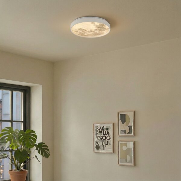 Stropné Lampa Lindby, Lune, Biela, Obývacia izba, Plast, Moderný