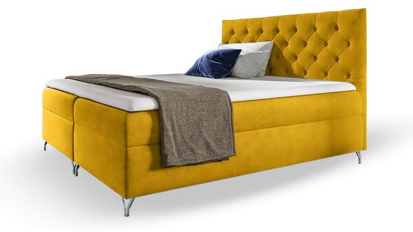 Wilsondo Čalúnená boxspring manželská posteľ Guliette s matracom - žltá Rozmer: 180x200