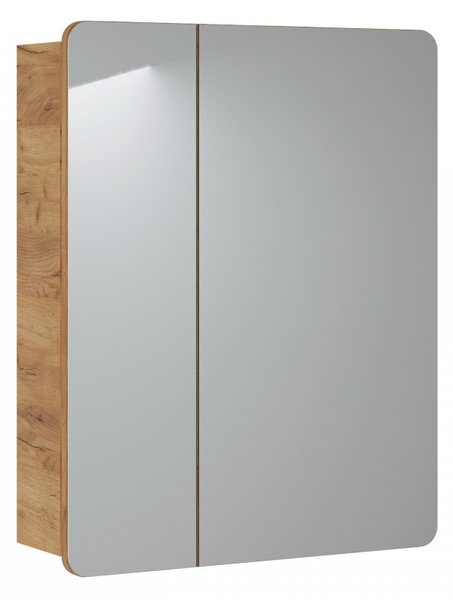 Comad Závesná kúpeľňová skrinka so zrkadlom Aruba 841 2D dub craft zlatý