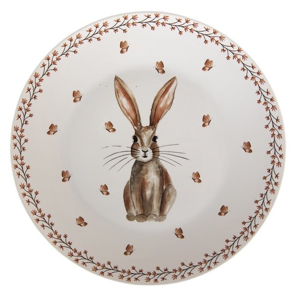 Porcelánový jedálenský tanier Rustic Easter Bunny - Ø 26*2 cm - Clayre & Eef
