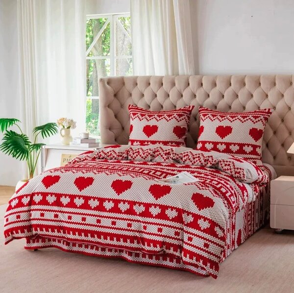 Obliečky z mikrovlákna NORDLOVE červeno-biele Rozmer obliečky: 70 x 80 cm | 140 x 200 cm