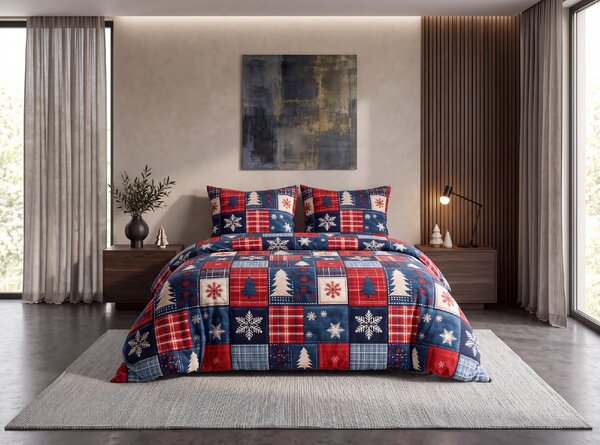 Obliečky z mikrovlákna NORDPATCH modro-červené Rozmer obliečky: 70 x 80 cm | 140 x 200 cm
