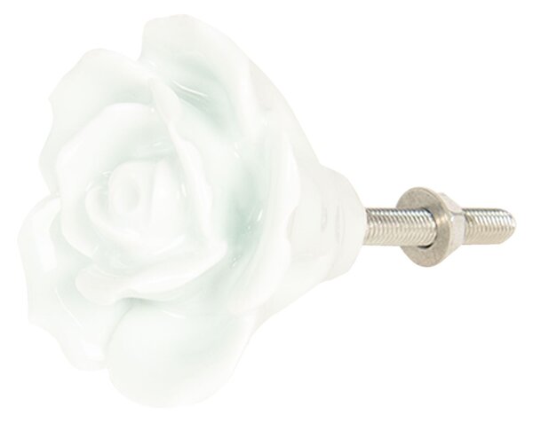 Svetlo mintovou porcelánová úchytka ruža - Ø 4 cm