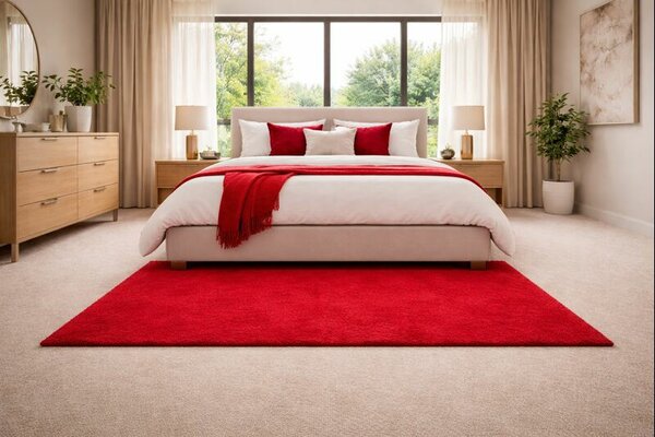 Spoltex , Kusový koberec Eton červený 15 štvorec, 60x60, červená, obývacia izba