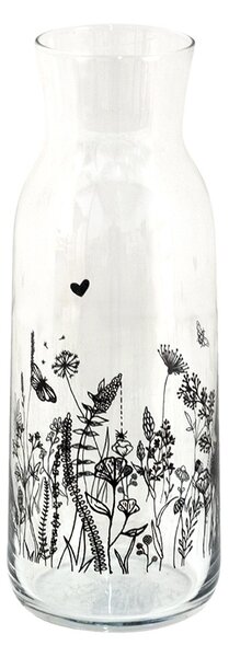 Sklenená karafa s kvetinami Flora And Fauna - Ø 9*25 cm / 1000 ml - Clayre & Eef