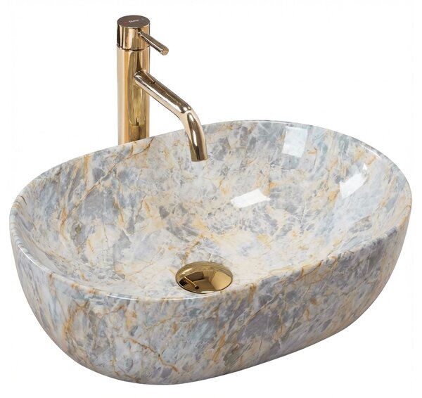 Rea Amelia, umývadlo na dosku 480x345x135 mm, imitácia kameňa, REA-U0625