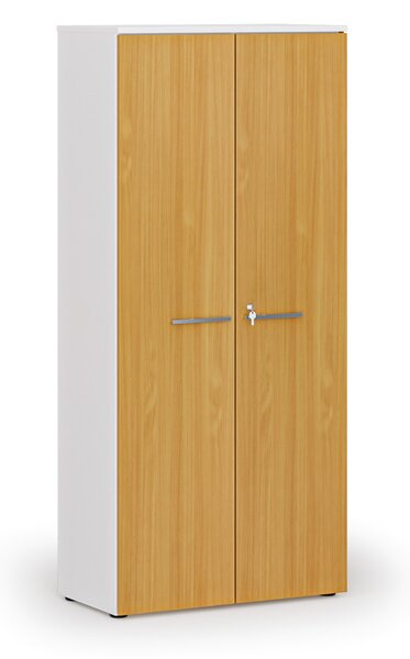 Kancelárska skriňa s dverami PRIMO WHITE, 800 x 420 x 1781 mm, biela/buk