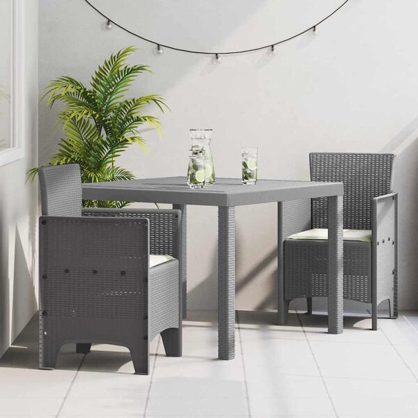 Maison Exclusive – záhradná jedálenská súprava, 3 kusy, svetlosivý polypropylén