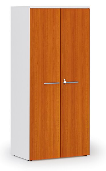 Kancelárska policová skriňa PRIMO WHITE s dverami, 800 x 500 x 1781 mm, biela/čerešňa