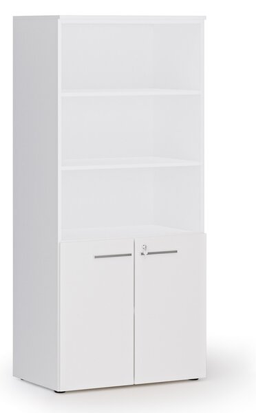 Kombinovaná kancelárska skriňa PRIMO WHITE, nízke dvere, 800 x 500 x 1781 mm, biela