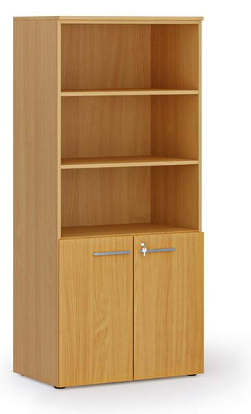 Kombinovaná kancelárska skriňa PRIMO WOOD, nízke dvere, 800 x 500 x 1781 mm, buk