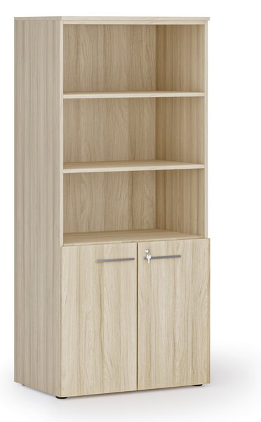 Kombinovaná kancelárska skriňa PRIMO WOOD, nízke dvere, 800 x 500 x 1781 mm, dub prírodný