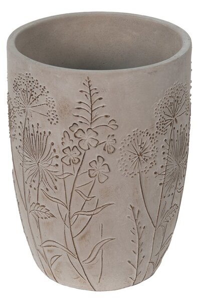 Šedý cementový obal na kvetináč/váza s lúčnymi kvetmi Wildflowers - Ø19*25cm - Clayre & Eef