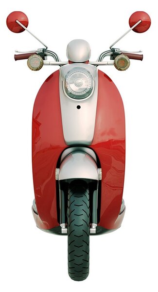 Nástenná kovová ceduľa Scooter Red - 27*1*50 cm - Clayre & Eef