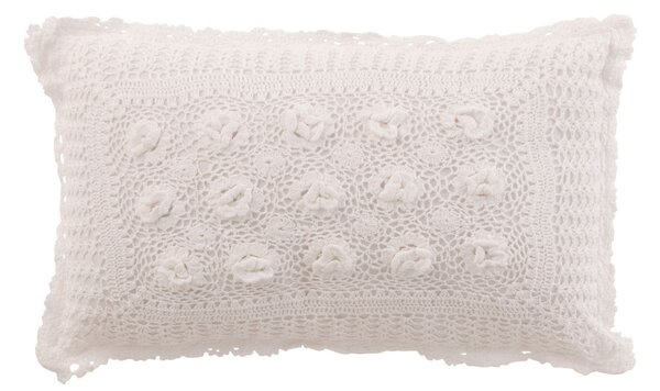 Biely bavlnený vankúš s čipkou Lace white - 50*10*30cm - J-Line by Jolipa