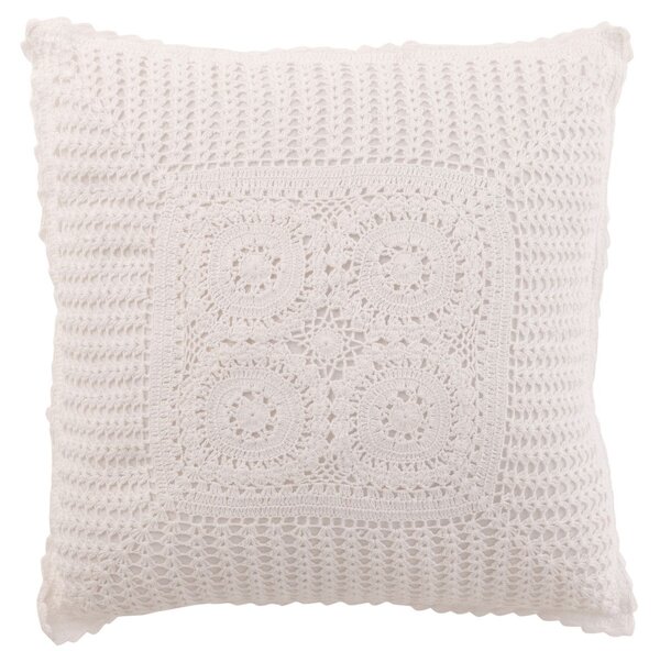 Biely bavlnený vankúš s čipkou Lace white - 43*10*43cm - J-Line by Jolipa