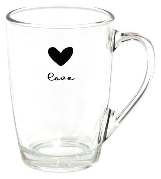 Pohárik so srdiečkom Love Birds - Ø 8*9 cm / 300 ml - Clayre & Eef