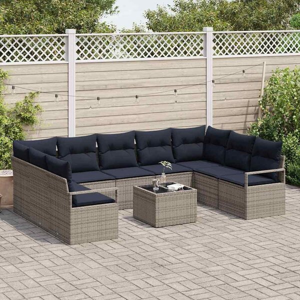 Maison Exclusive – Sedacia súprava, 10 kusov, sivá [syntetický materiál]: Polyratan