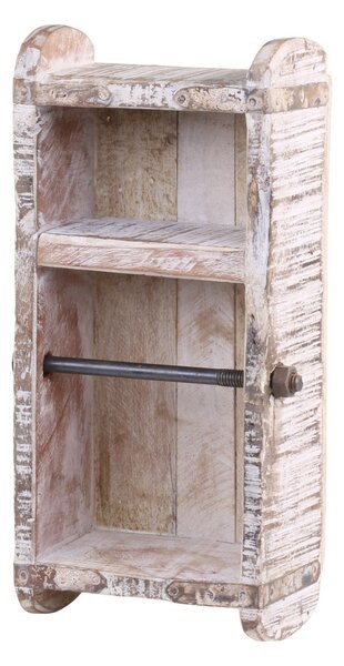 Drevený nástenný stojan na toaletný papier Brick - 15 * 10 * 30 cm - Chic Antique