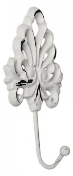 Béžový antik nástenný háčik s ornamentom - 8*1*16,5 cm - Chic Antique