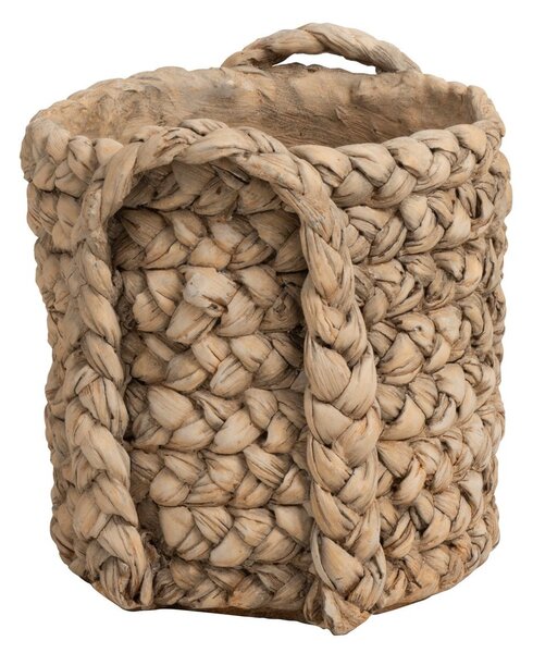 Hnedý cementový kvetináč s pleteným vzorom z listov Leavia - 20*22*21cm - J-Line by Jolipa