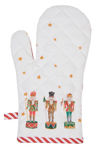 Bielo-červená detská chňapka so luskáčikmi Happy Little Christmas - 12*21 cm - Clayre & Eef