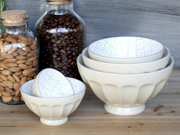 Set 5ks latté porcelánová miska s kvetmi vo vnútri Arés - Ø15*9 cm - Chic Antique