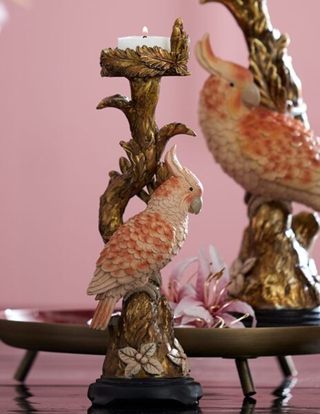 Zlatý antik svietnik s papagájom Parrot antique - 9*8*28 cm - Light & Living
