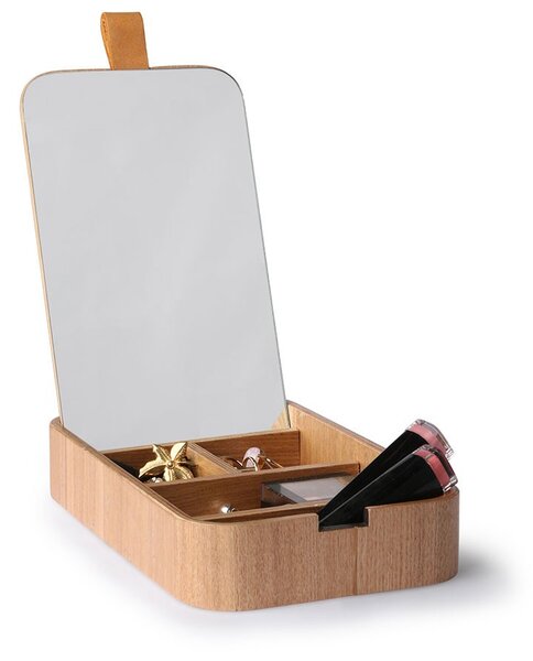 Stolové kozmetické zrkadlo s boxom z vŕbového dreva Willow - 23*13*3,5cm - HKLIVING