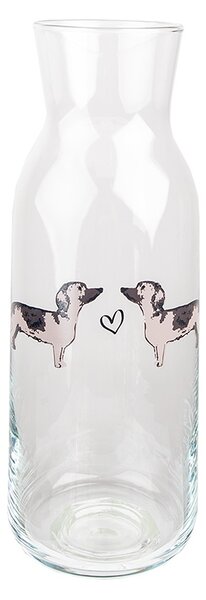 Sklenená karafa s jazvečíkmi Dachshund Love - Ø 9*25 cm / 1000 ml - Clayre & Eef