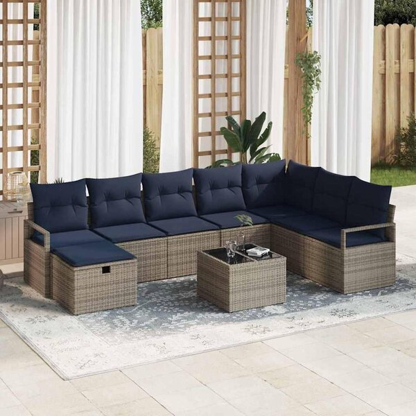 Maison Exclusive – Sedacia súprava, 9 kusov, sivá, vyrobená z polyratanu