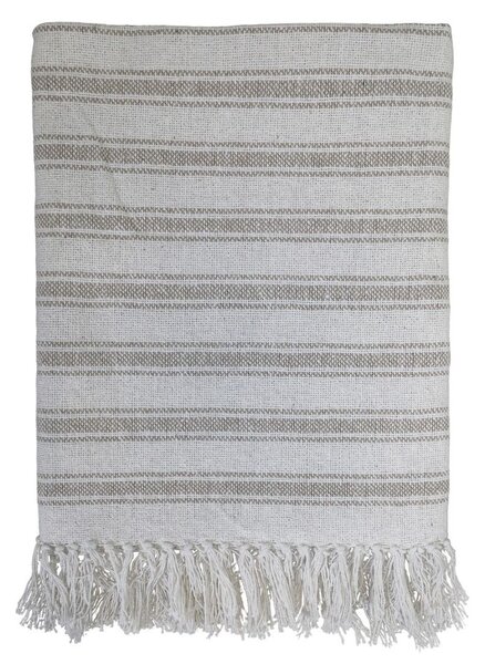 Béžovo-latté pruhovaný pléd so strapcami Grain - 130*170 cm - Chic Antique