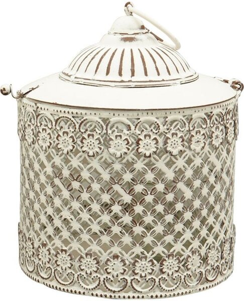 Béžová antik kovová lampáš ClairBlanc - 12*12*16cm - Exner