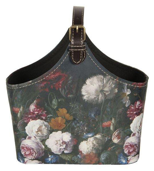 Tmavo tyrkysová dekoratívne taška Colette s kvetinami - 25 * 12 * 22 cm