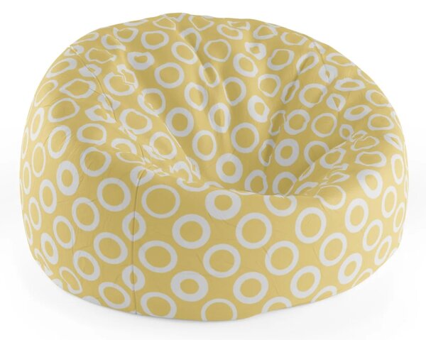 Sablio Sedací vak Cocoon Biele kruhy na žltej - 75 x 45 x 35 cm