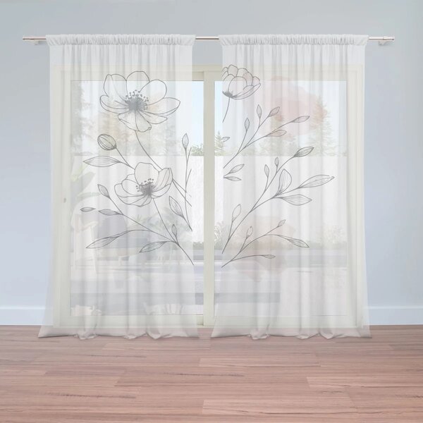 Sablio Záclony Kvetinová línia: 2ks 150x250cm