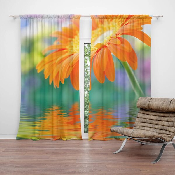 Sablio Záves Oranžová gerbera: 2 ks 140x250 cm