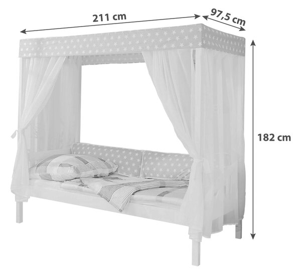 POSTEĽ S NEBESAMI, 90/200 cm biela, béžová MID.YOU - Postele, Online Only