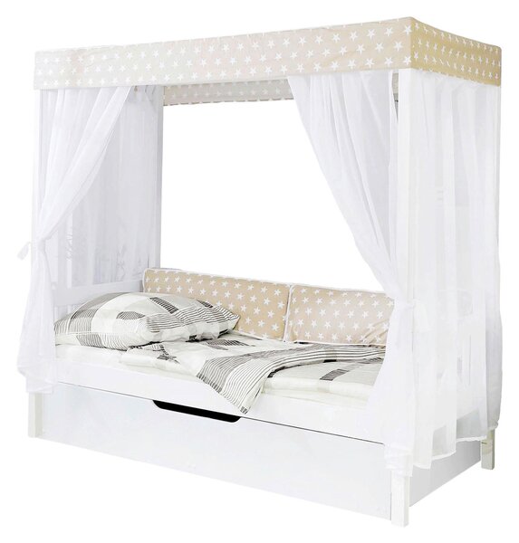 POSTEĽ S NEBESAMI, 90/200 cm biela, béžová MID.YOU - Postele, Online Only