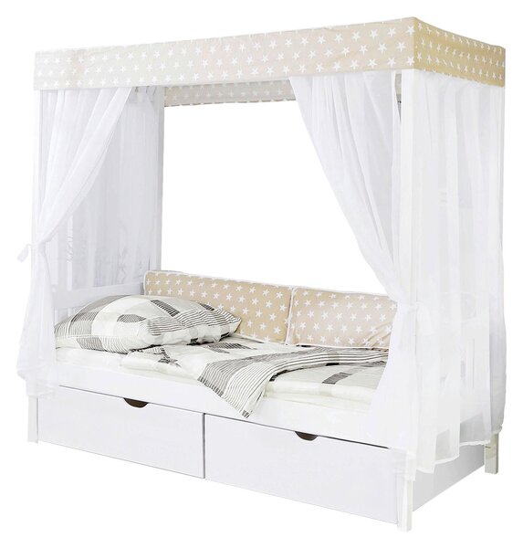 POSTEĽ S NEBESAMI, 90/200 cm biela, béžová MID.YOU - Postele, Online Only