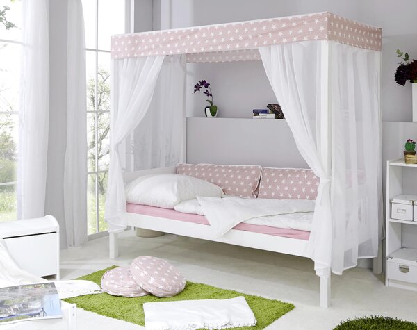 POSTEĽ S NEBESAMI, 90/200 cm ružová, biela Livetastic - Postele, Online Only