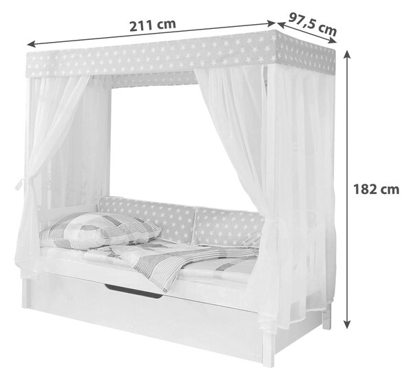 POSTEĽ S NEBESAMI, 90/200 cm ružová, biela MID.YOU - Postele, Online Only