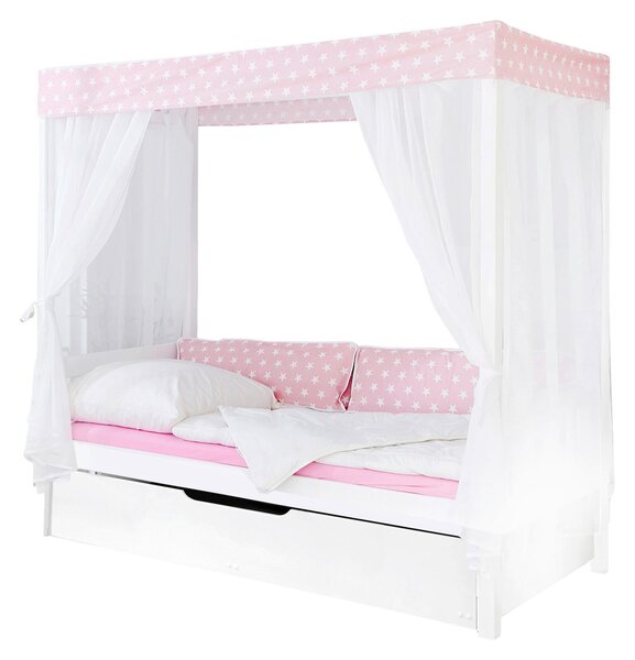 POSTEĽ S NEBESAMI, 90/200 cm ružová, biela MID.YOU - Postele, Online Only