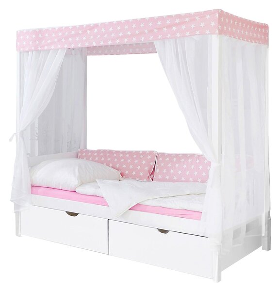 POSTEĽ S NEBESAMI, 90/200 cm ružová, biela MID.YOU - Postele, Online Only