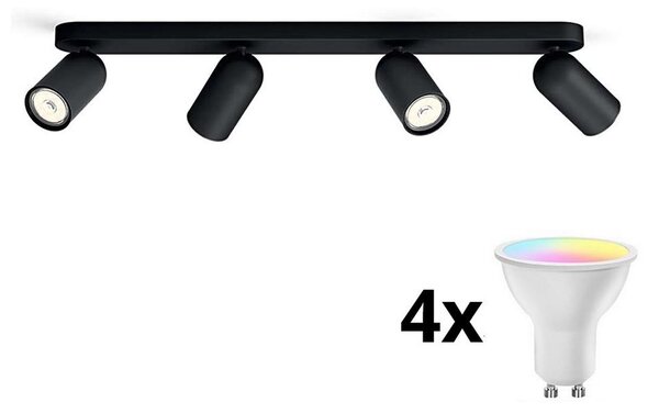 Philips - LED RGBW stmievateľné bodové svietidlo 4xGU10/4,8W/230V3000K čierna + DO