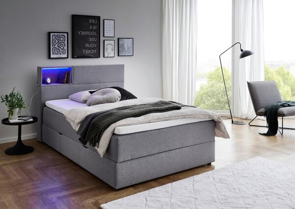 BOXSPRINGOVÁ POSTEĽ, 120/200 cm, svetlosivá Xora - Online Only spálne, Online Only