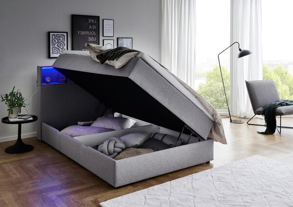 BOXSPRINGOVÁ POSTEĽ, 140/200 cm, svetlosivá Xora - Online Only spálne, Online Only